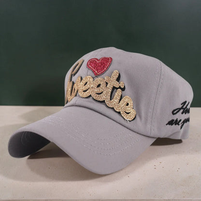 Adult Women's Summer Fashion Sunscreen Snapback Baseball Cap Outdoor Sport Letter Embroidery Hat