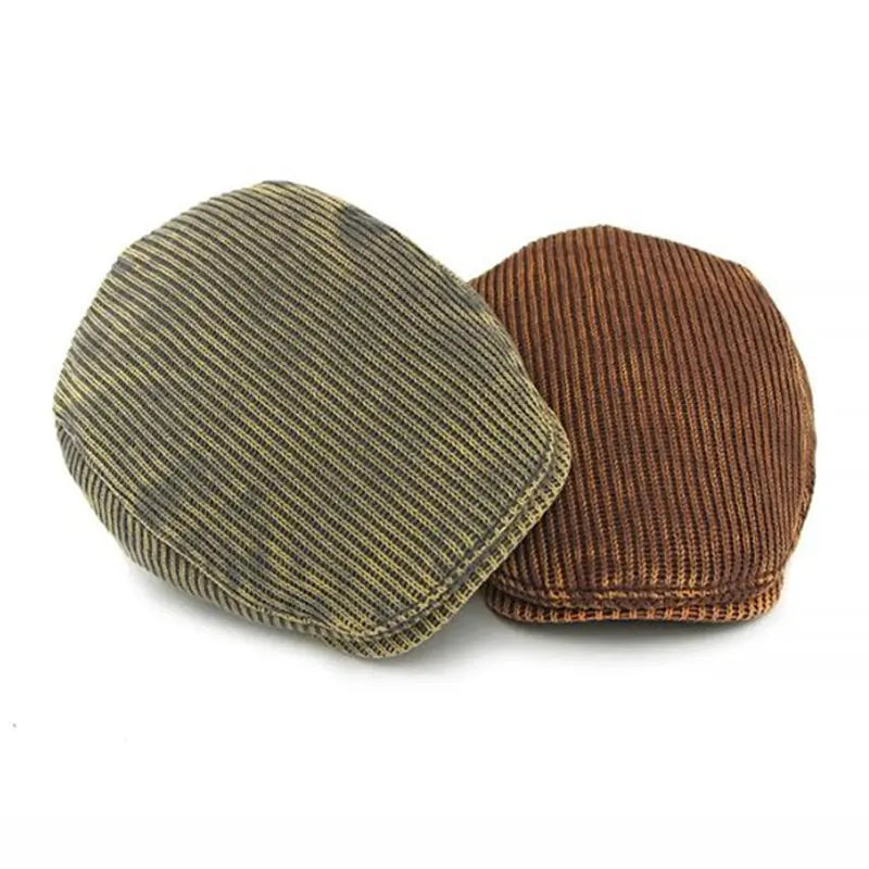 Autumn Winter Polyester Print Warm Newsboy Caps Men Flat Cap Women