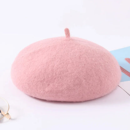 Wool Beret Hat Women Retro Knitted Warm Winter Unisex Painter Cap