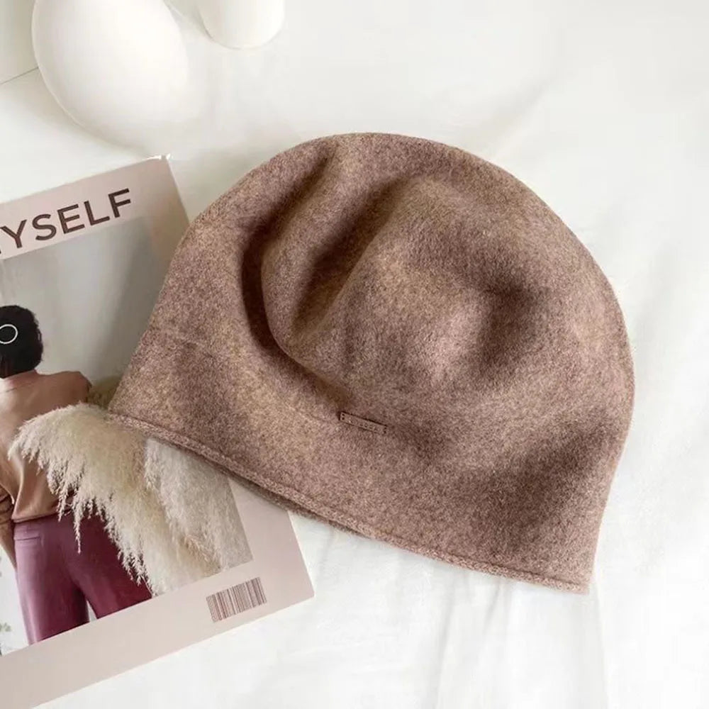 Women Wool Blend Winter Beret Hat