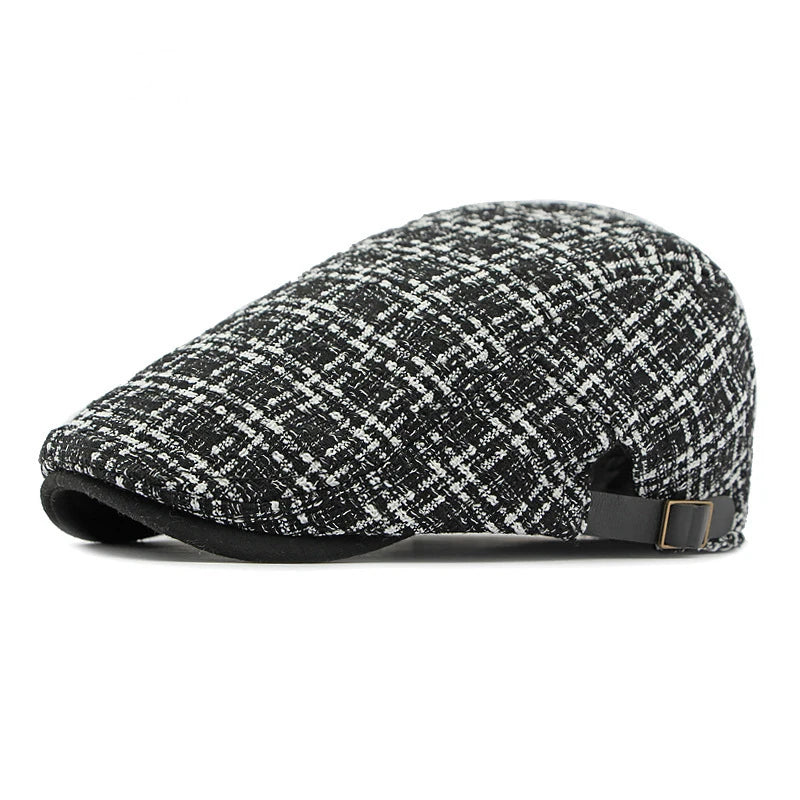 Autumn New Knit Plaid Baker Boy Cap Vintage British Retro Flat Ivy Beret