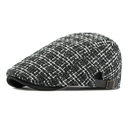 Autumn New Knit Plaid Baker Boy Cap Vintage British Retro Flat Ivy Beret