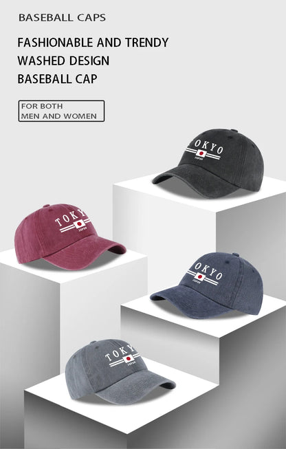 TOKYO JAPAN Printed Washed Baseball Cap Tokyo Japan Urban Style Classic Fashion Daily Commuting