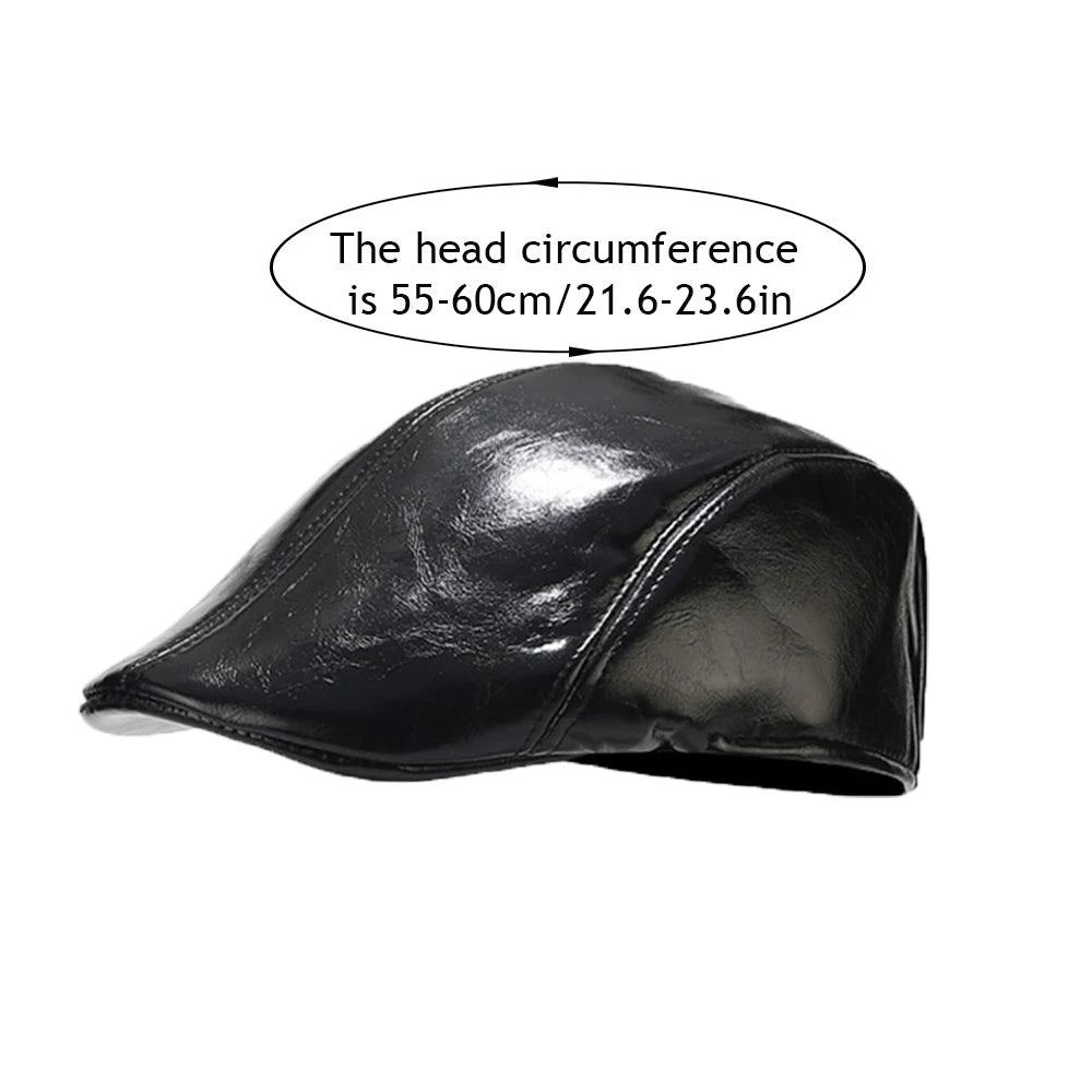 British Style Berets Visor Pu Leather Flat Top Hat