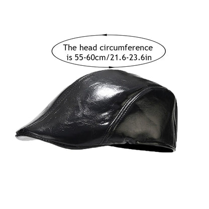 British Style Berets Visor Pu Leather Flat Top Hat