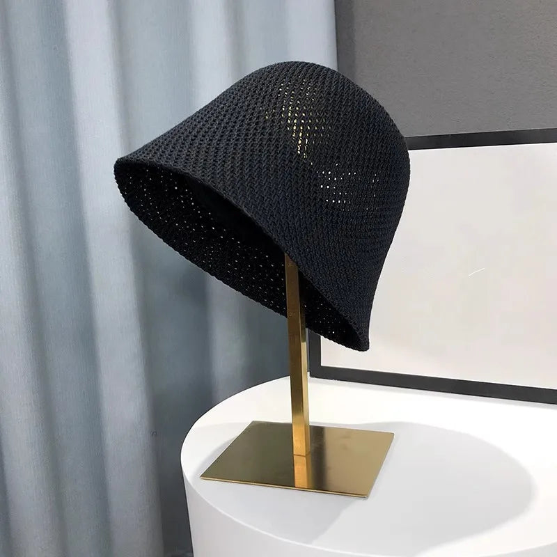 Women Bucket Hat Summer Hollow Out Thin Breathable Sun Hat