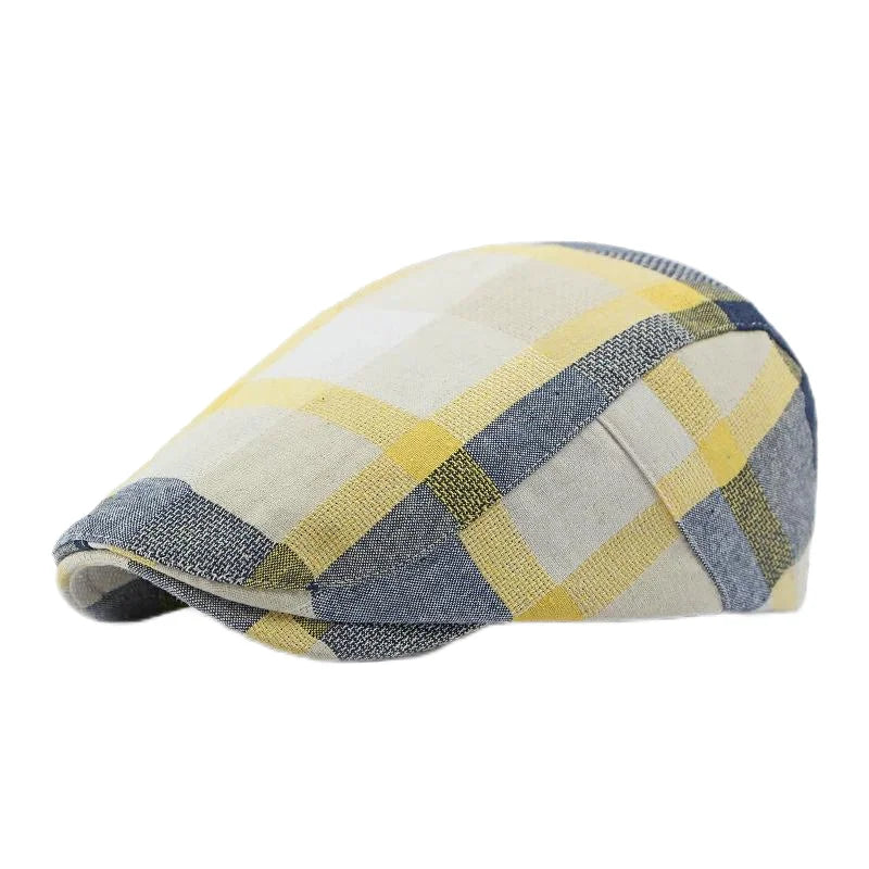 Spring Summer Dopamine Plaid Beret Duck Tongue Forward Hat