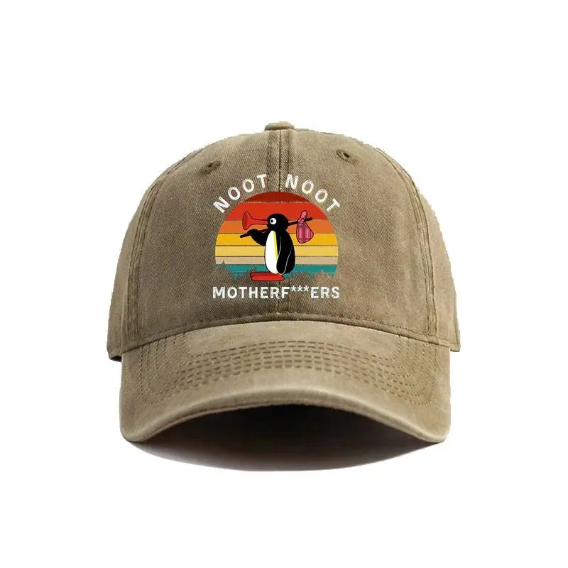 Noot Noot Pingu Distressed Baseball Cap Cool Men Women