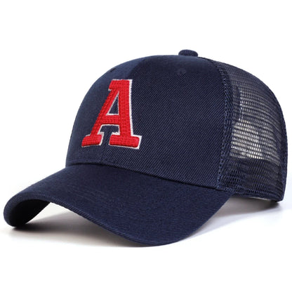Unisex A Letter Embroidery Baseball Net Caps Spring and Summer