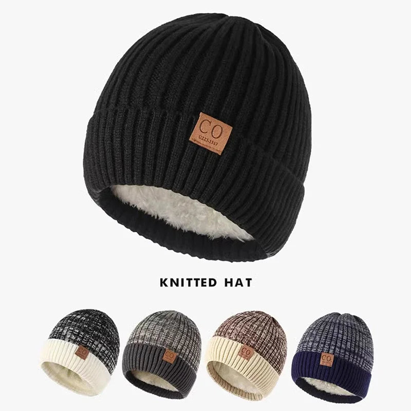 Women Brimless Cap Women Men Warm Lined Knit Ski Beanie Knitted Hats