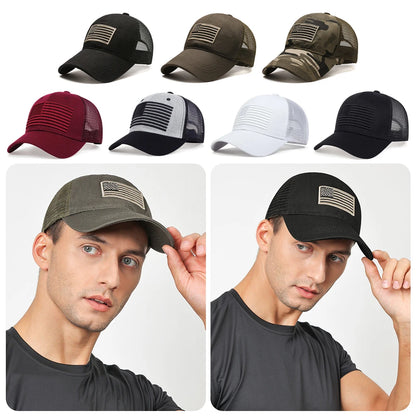 American Flag Embroidery Baseball Hat Adjustable UV Protect Duck Tongue Cap