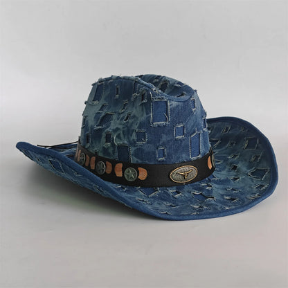 Ripped Denim Western Hat Cowboy Hat For Women Men