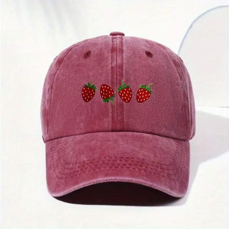 Strawberry Printed Baseball Cap for Both Men and Women