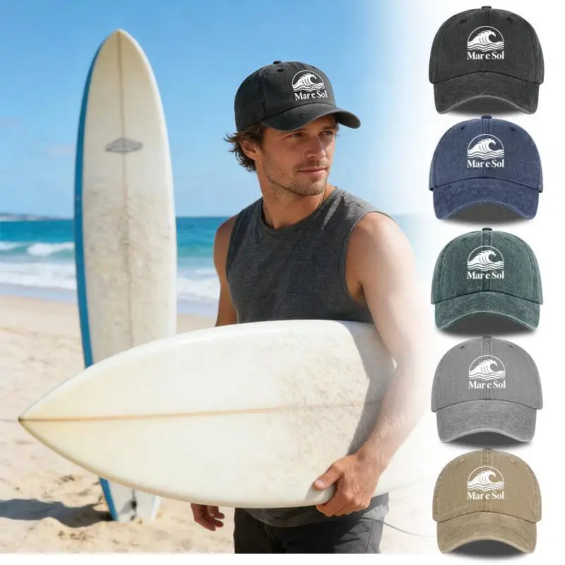 Mare Sol Wave Logo Print Washed Baseball Cap
