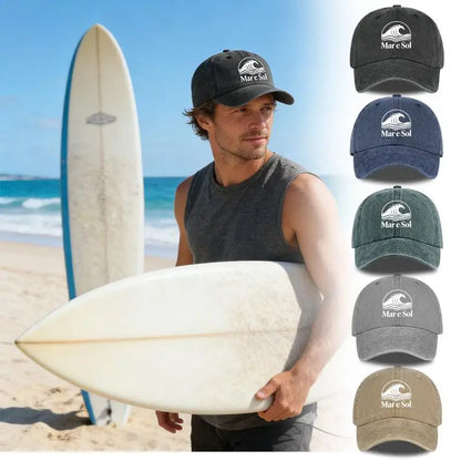 Mare Sol Wave Logo Print Washed Baseball Cap