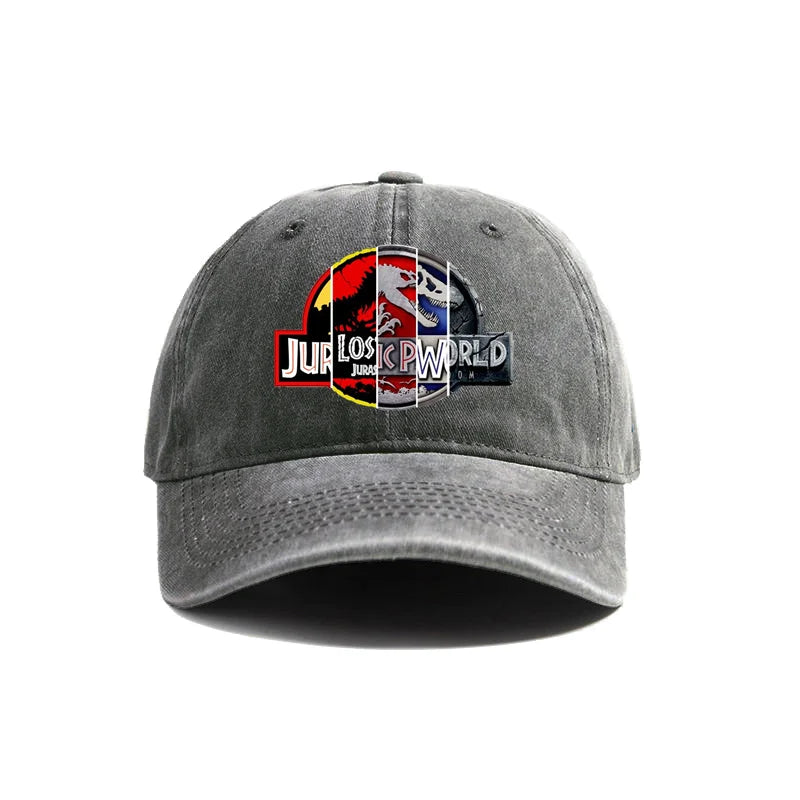 Jurassic Park Baseball Cap Distressed Hats Cap Dinosaur Men
