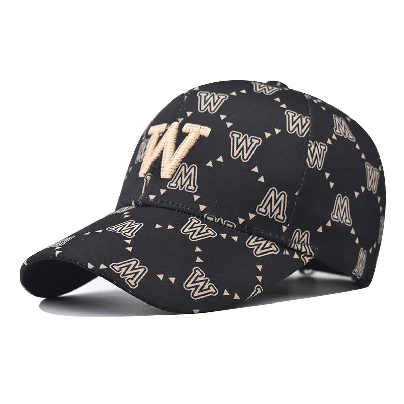 Full-Letter Printed Baseball Cap With 3D Letter Embroidery and Adjustable Design, Suitable For Daily Street Wear.