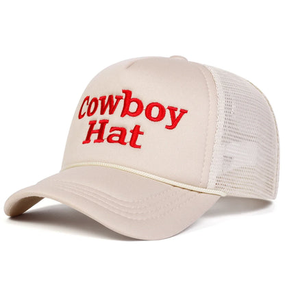 Unisex Cowboy Hat Letter Embroidery Baseball Net Caps Spring Summer
