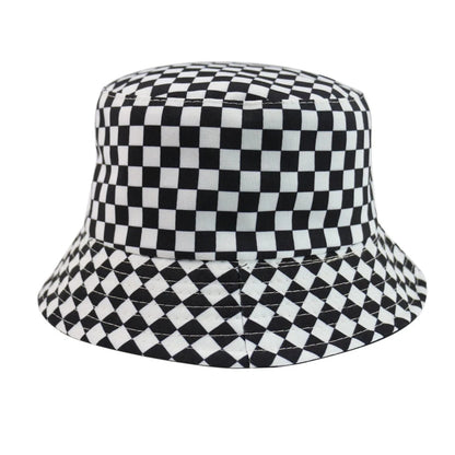 Black and White Checkered Chessboard Checkered Fisherman Hat Female and Male Hip-Hop Street Dance Graffiti Skateboard Hat