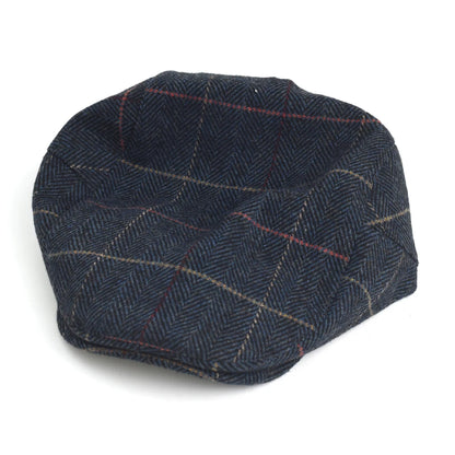 Newsboy Cap Men Winter Thick Warm Vintage Herringbone Casual Stripe Berets Flat Hat