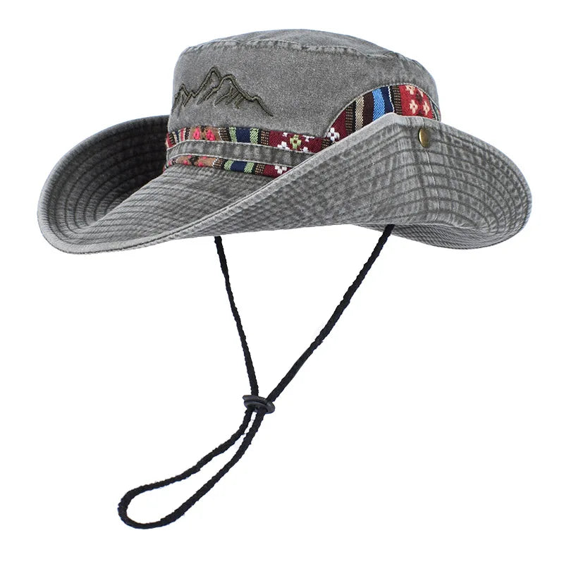 Summer Men's Panama Hat Women Beach Bucket Hat Retro Letter Embroidered