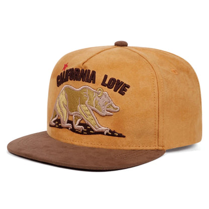 New Flat Edge Hat California Bear Embroidered Baseball Hat Sunshade Hat Skateboard Hat Daily Hat Unisex