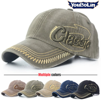 Baseball Cap Korean Style Trendy New Washed Distressed Hat Retro Letter 3D Embroidered Sun Cap