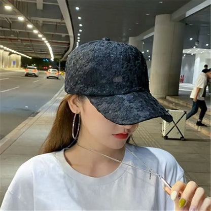 Summer Thin Lace Baseball Cap, Embroidered Flower Mesh Breathable Baseball Cap