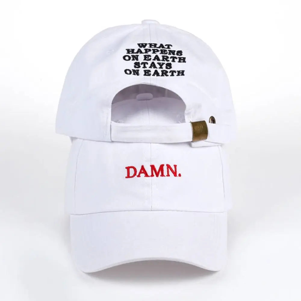 Letter DAMN Embroidery Baseball Cap Stitched Adjustable Washed Cotton Baseball Hip Hop Sunscreen Hat