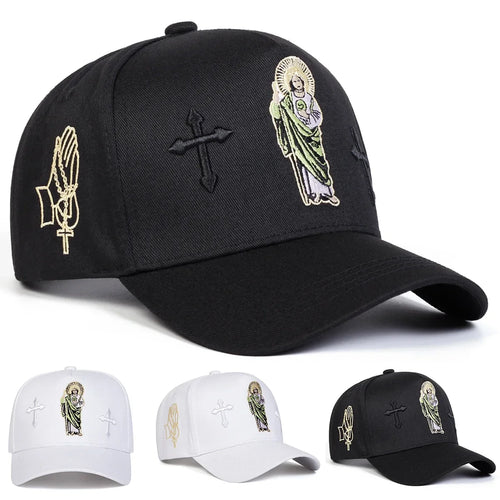 Unisex Cross Embroidery Baseball Caps Spring and Autumn