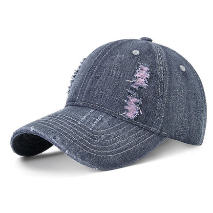 Baseball Cap Denim Jeans Men Women Curve Bill Fitted Hat