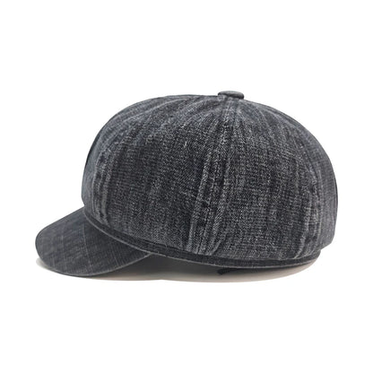 Women Vintage Washed Denim Octagonal Hat