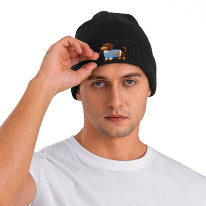 Dachshund Dog Knit Beanie Warm Cuffed Skull Cap