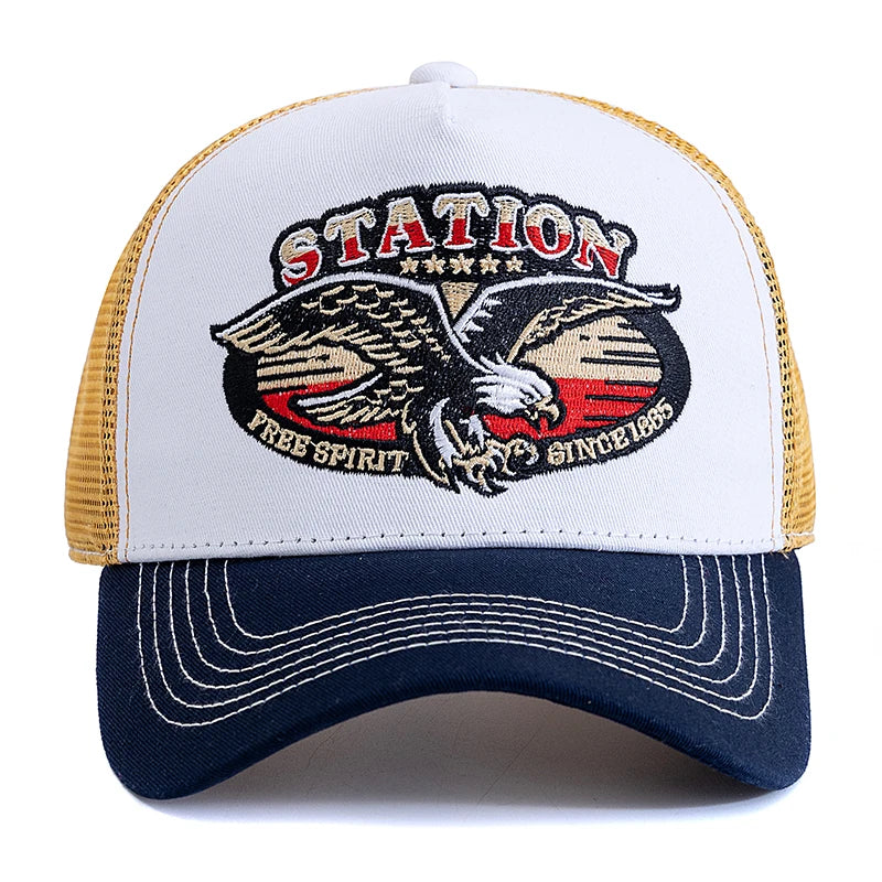 Unisex Summer Fishing Cap with Big Eagle Embroidery Men Women
