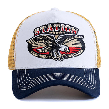 Unisex Summer Fishing Cap with Big Eagle Embroidery Men Women