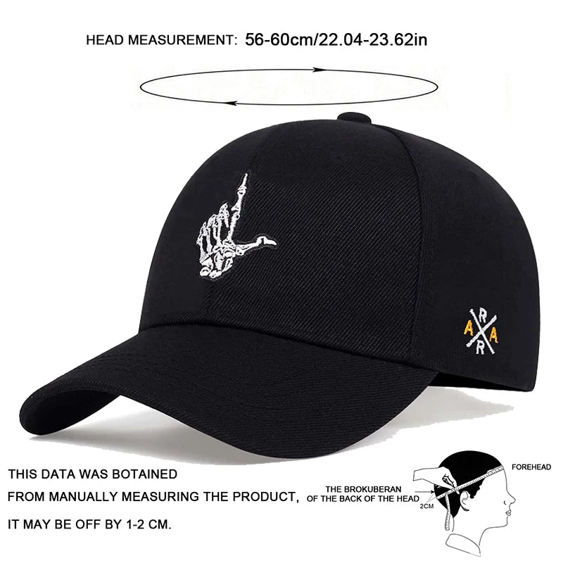 Unisex Skeleton Fingers Embroidery Baseball Caps Spring Autumn