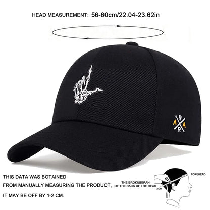 Unisex Skeleton Fingers Embroidery Baseball Caps Spring Autumn