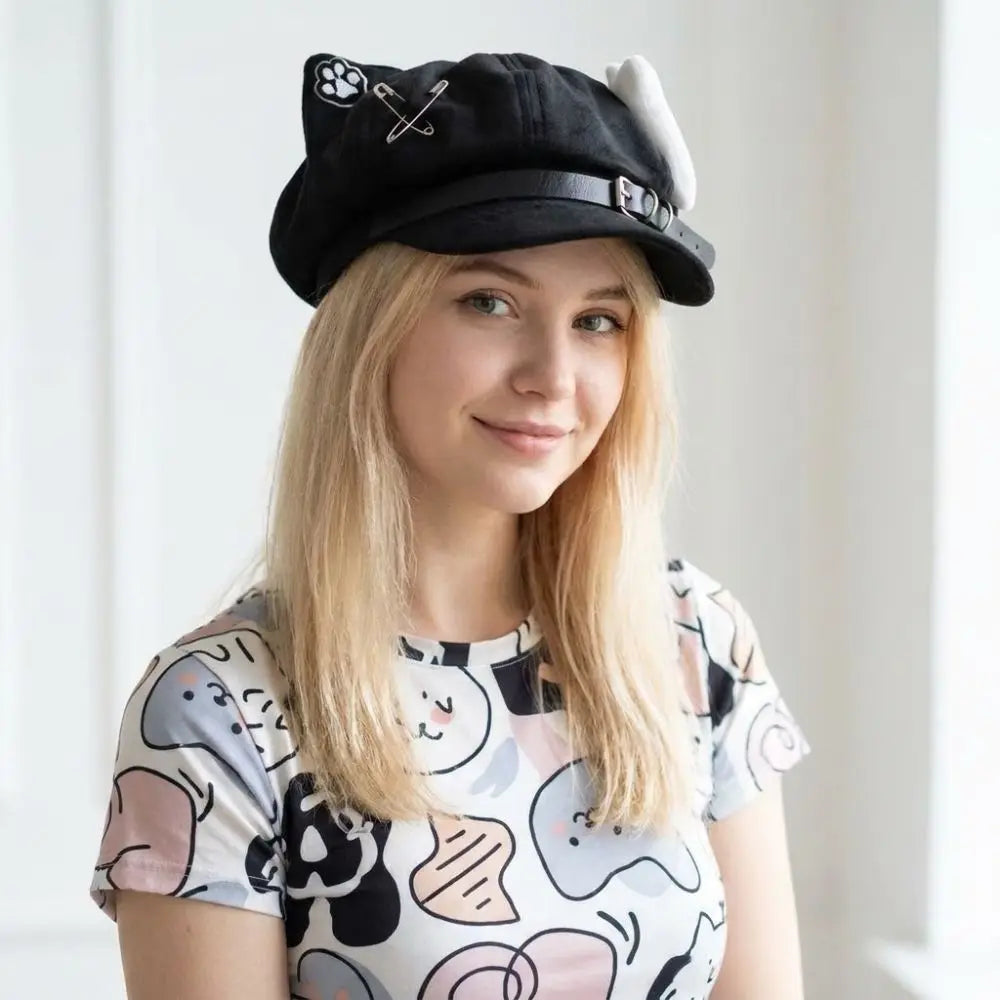 2026 Cute Cat Ears Women's Beret Anime Cat