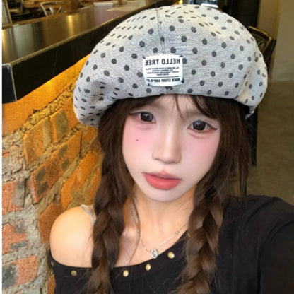Korean Sweet Polka Dot Jacquard Beret Women's