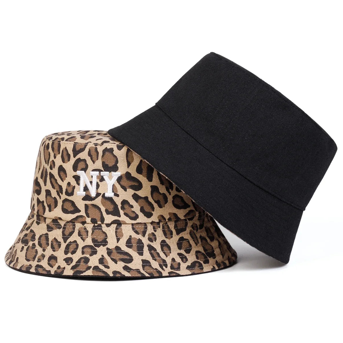 Unisex Double Sided Wearable NY Letter Embroidery Personality Bucket Hats