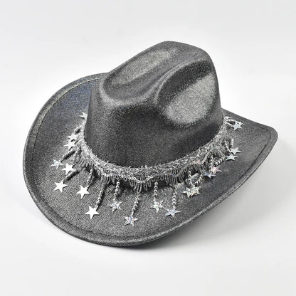 Women Sequin Fedora Hat With Rhinestone Ribbons