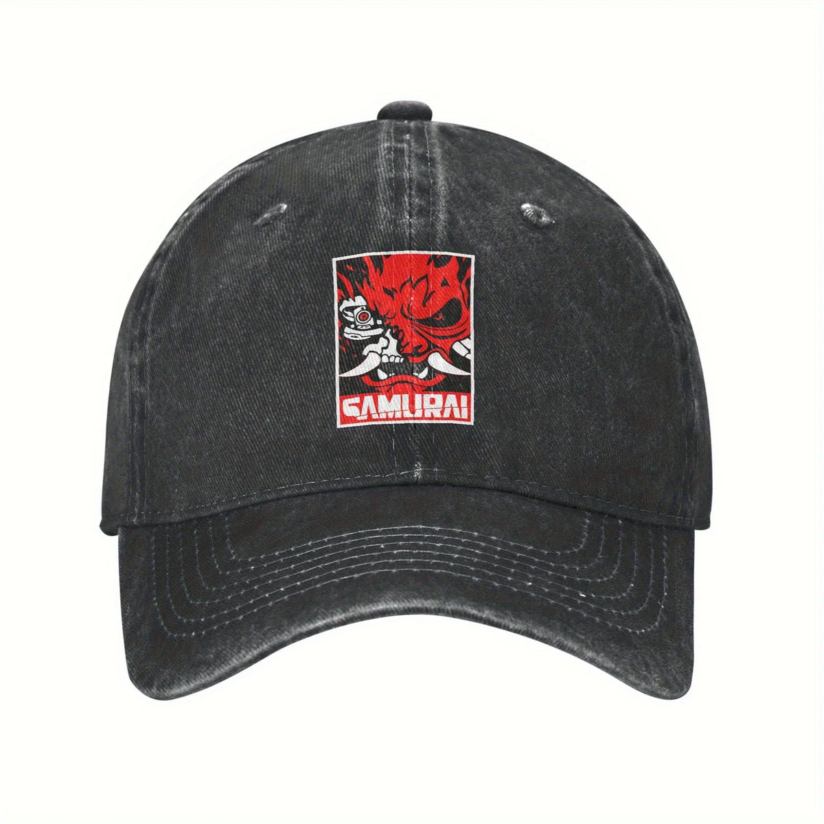 Cyberpunk Samurai Logo Washed Baseball Cap Unisex Casual Daily Outdoor Sun Hat