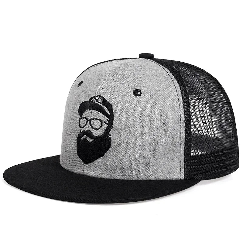 Unisex Old Man Embroidery Hip Hop Net Hats Adjustable Casual Snapback Baseball Caps Outdoor Sunscreen Hat