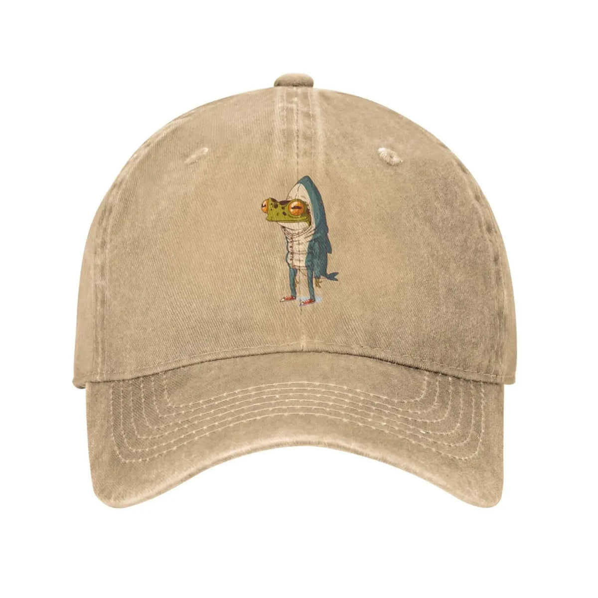 Frog Shark Adjustable Washed Denim Cotton Low Profile Men Dad Trucker Hat
