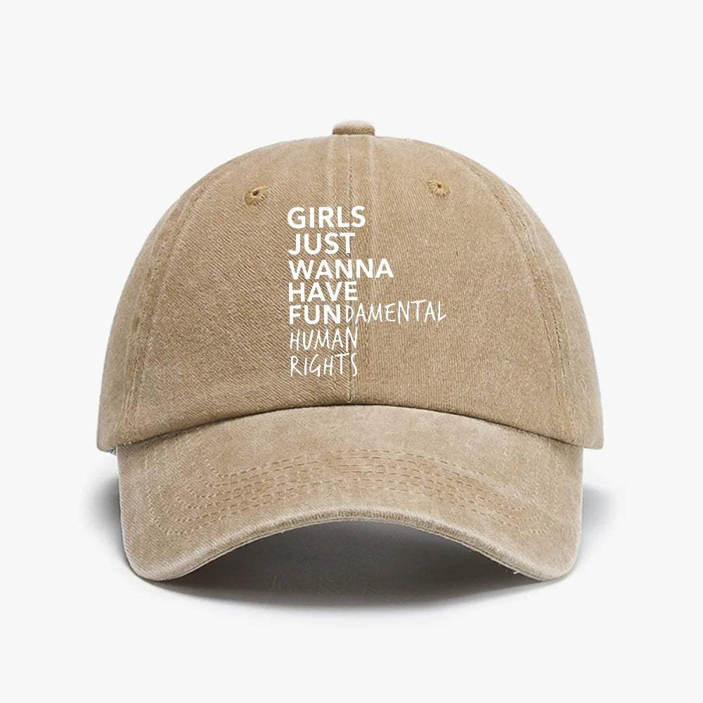 Girls Just Wanna Have Fundamental Human Rights Printed Cap