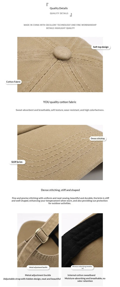 Soft Top Embroidered Letter Men's Breathable Sun Shading Baseball Cap For Outdoor Travel Duckbill Cap