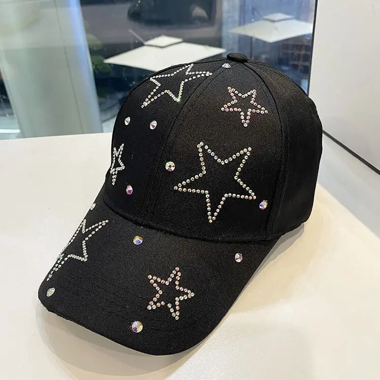 Women's Baseball Cap Five Pointed Star Inlaid Diamond Sun Hat