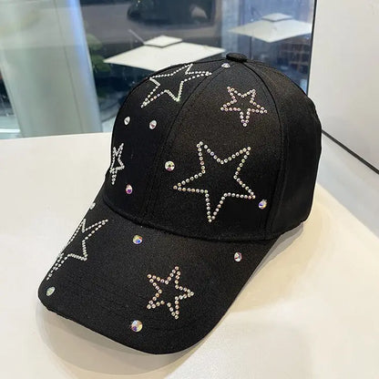 Women's Baseball Cap Five Pointed Star Inlaid Diamond Sun Hat