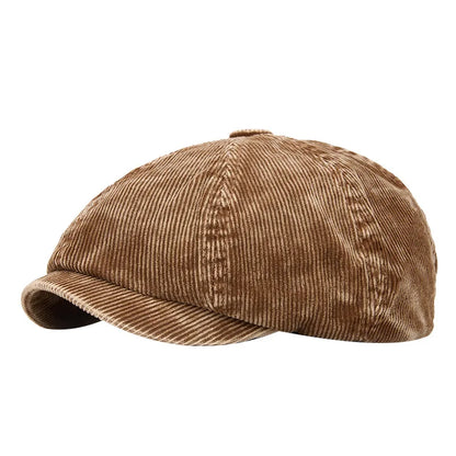 Japanese Simple Sticker Retro Corduroy Berets Cap For Women Spring And Autumn