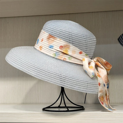 Woolen Rhinestone Solid Color Basin Hat Leisure Outdoor Beach Sun Hat